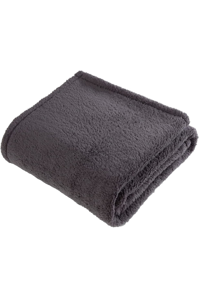Teddy Fleece Blanket Throw | Charcoal