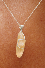 Tangerine Quartz Crystal Necklace: Sterling Silver | Inner Child Energy, Creativity, and Joy | YPOM
