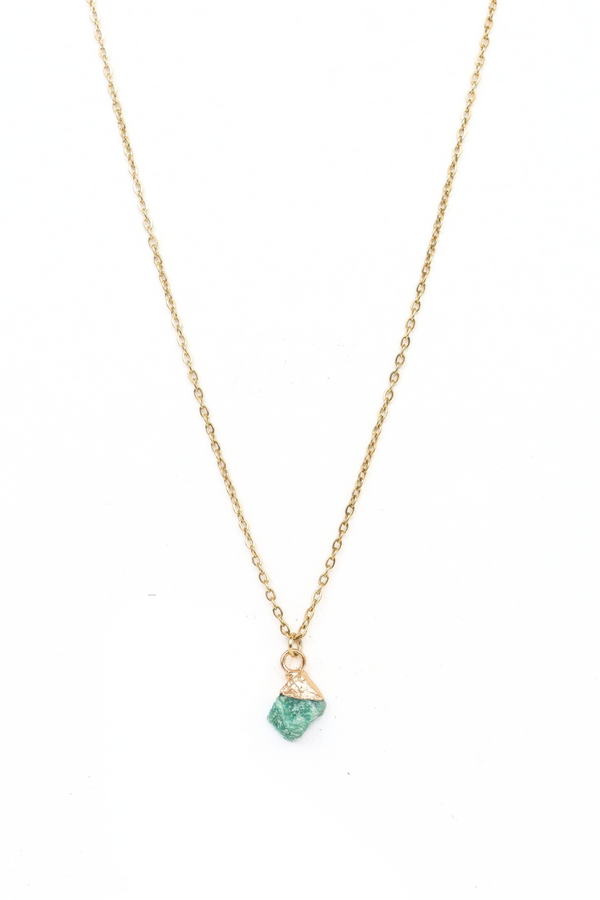 Raw Amazonite 18k Gold Plated Necklace: Natural Crystal Jewelry for Calming, Healing, and Communication | YPOM