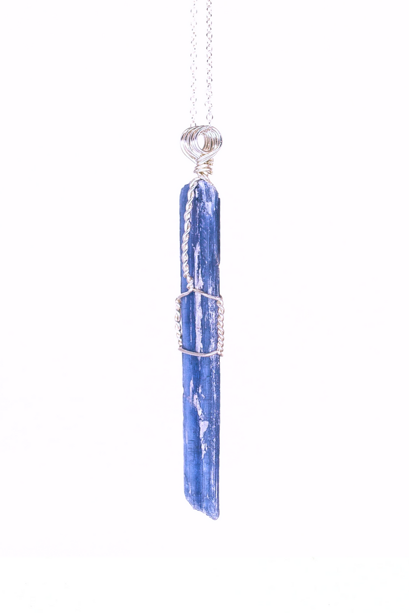 Kyanite Necklace Blue | Sterling Silver Chain | Calming Chakra Crystal| Your Piece Or Mine