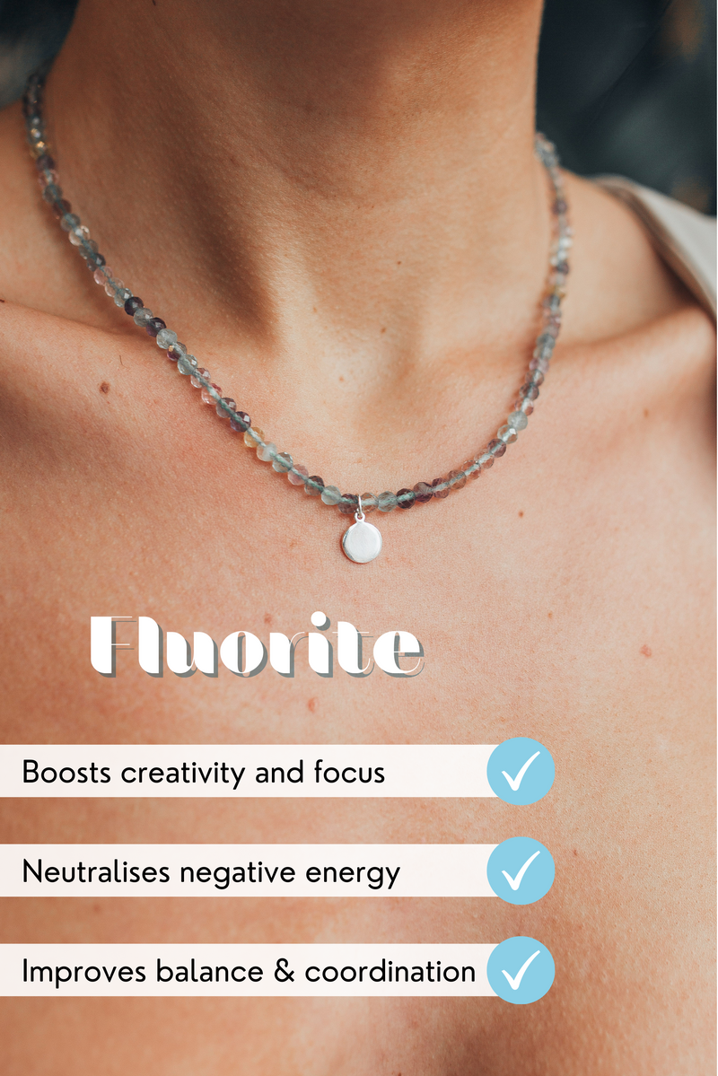 Fluorite Crystal Necklace | Pisces Zodiac Collection | Boost Creativity, Focus, and Balance | LiveWell