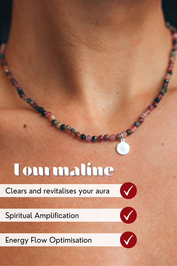Mixed Tourmaline Necklace | Inspiration Energy | Scorpio Zodiac Collection | Aura Clearing & Spiritual Amplification | LiveWell