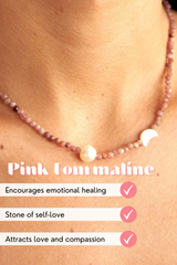 Pink Tourmaline Self-Love Necklace | Moon Collection | Handmade Crystal Jewelry | Emotional Healing, Calmness, Love and Compassion| YPOM