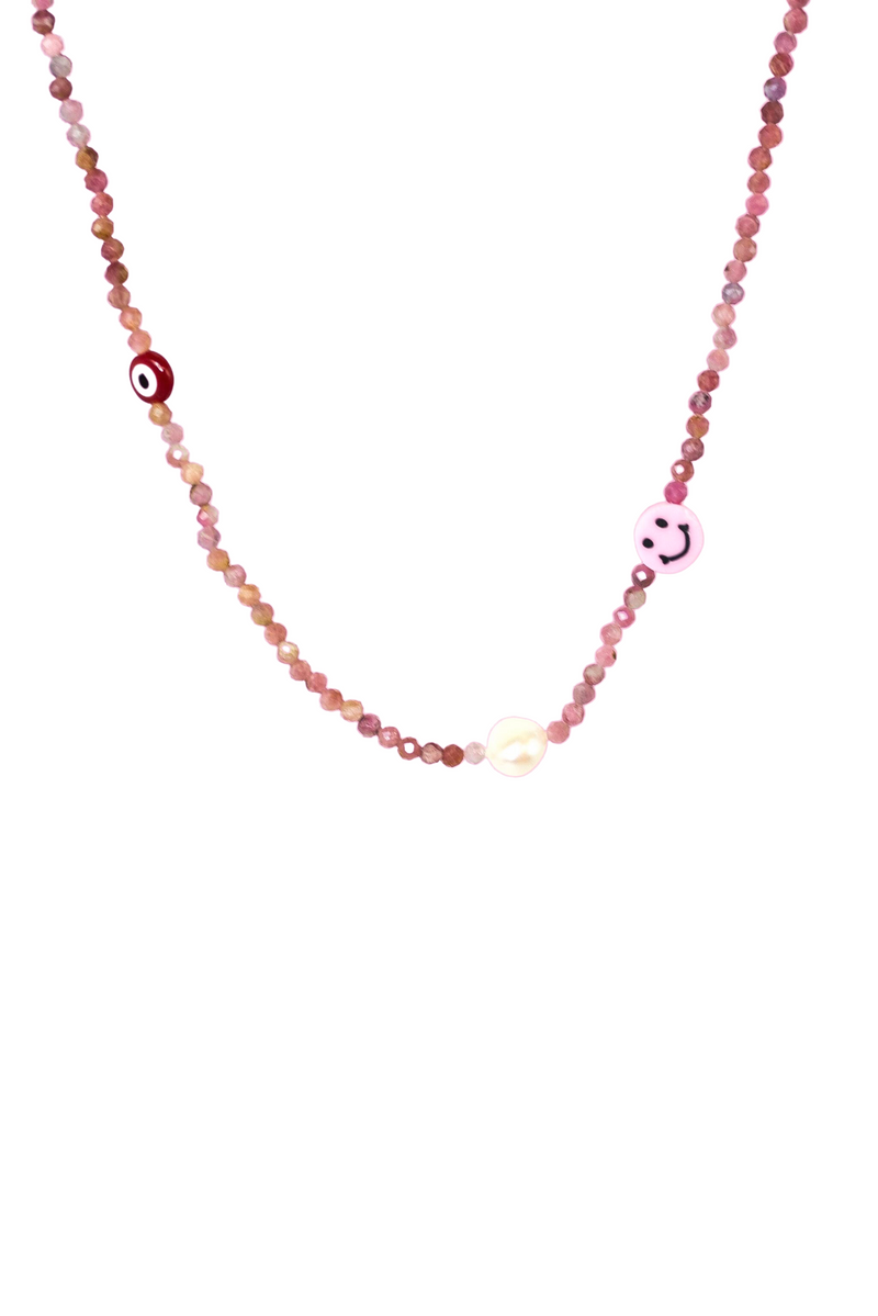 Pink Tourmaline Self-Love Necklace | Smile Collection | Handmade Crystal Jewellery | Emotional Healing, Calmness, Love and Compassion | Your Piece Or Mine