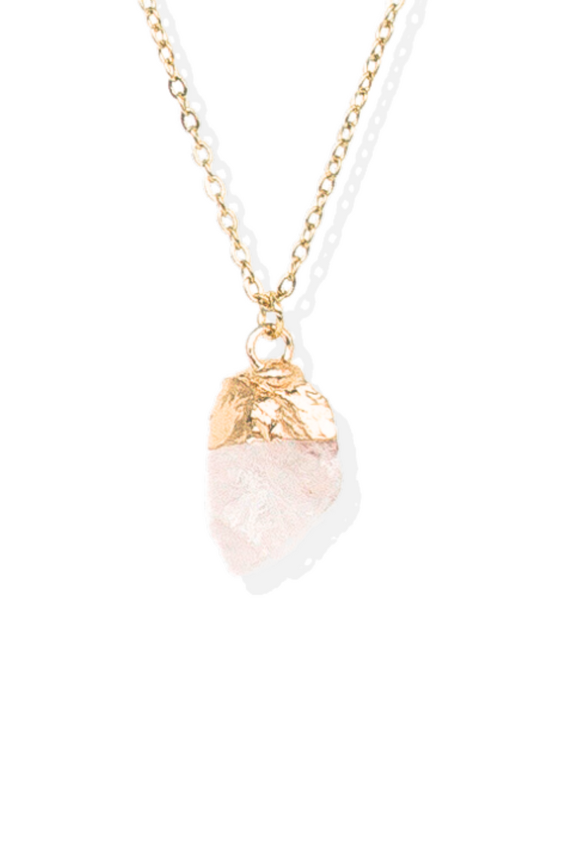Raw Cut Clear Quartz 18k Gold Plated Necklace: Natural Crystal Jewelry for Amplification, Clarity, and Healing | LiveWell