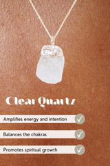 Raw Clear Quartz Necklace | Sterling Silver | Handmade Natural Crystal Jewelry | All-Healing Crystal, Focus and Concentration, Crystal Amplifier | LiveWell