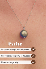 Pyrite Crystal Coin Necklace | Sterling Silver 18 inch Link Chain| YPOM