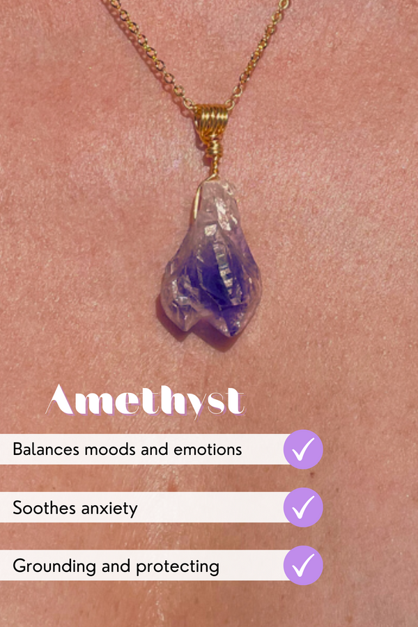 Amethyst Necklace | Gold Plated | Balance, Harmony, and Protection | Your Piece Or Mine - LiveWell