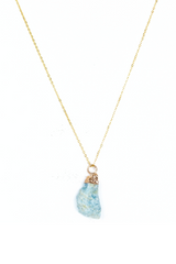 Raw Aquamarine Necklace | Gold Plated | Handmade Natural Crystal Jewellery | YPOM