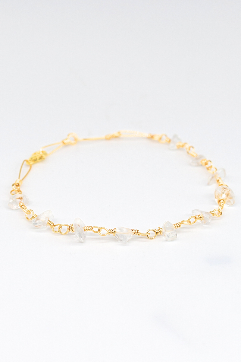 Clear Quartz Crystal Bracelet | Gold Plated | High Vibration Natural Gemstone Jewellery| LiveWell