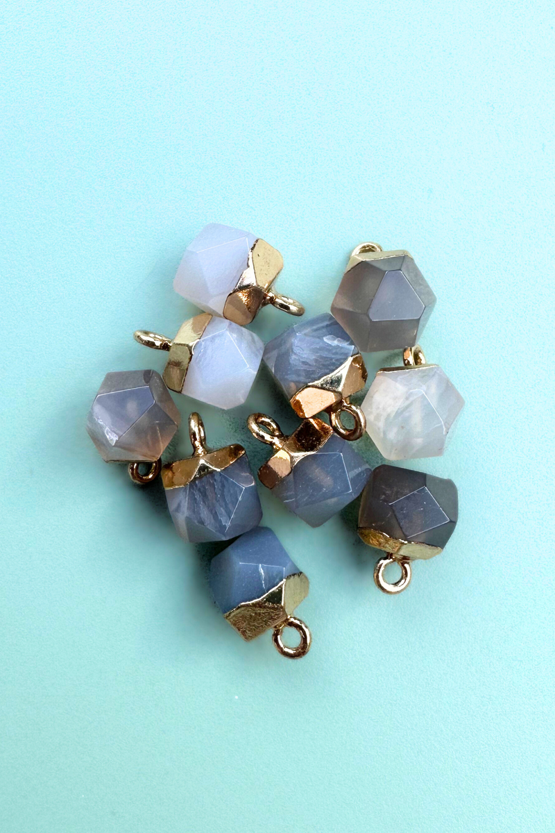Natural Grey Agate Pendant | Gold Plated