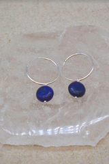 Lapis Lazuli Hooped Earrings | Sterling Silver | Protective Jewellery