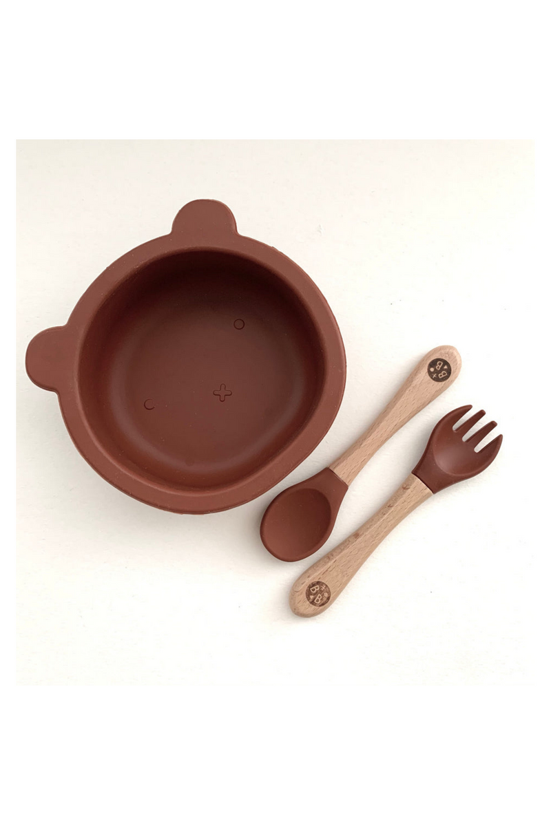 Eco-friendly Children's Bear Shape Dinner Time Set | Bowl Spoon & Fork |