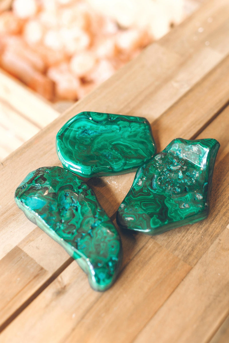Malachite Protection Stone | Green | Bubbled