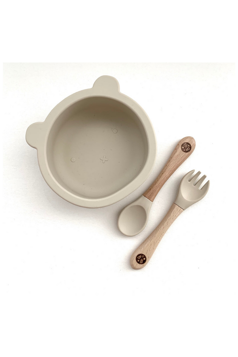 Eco-friendly Children's Bear Shape Dinner Time Set | Bowl Spoon & Fork |