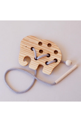 Eco-friendly Wooden Lacing Toy | Animal Shapes & Pear | Threading Needle, Ball & Cord - LiveWell