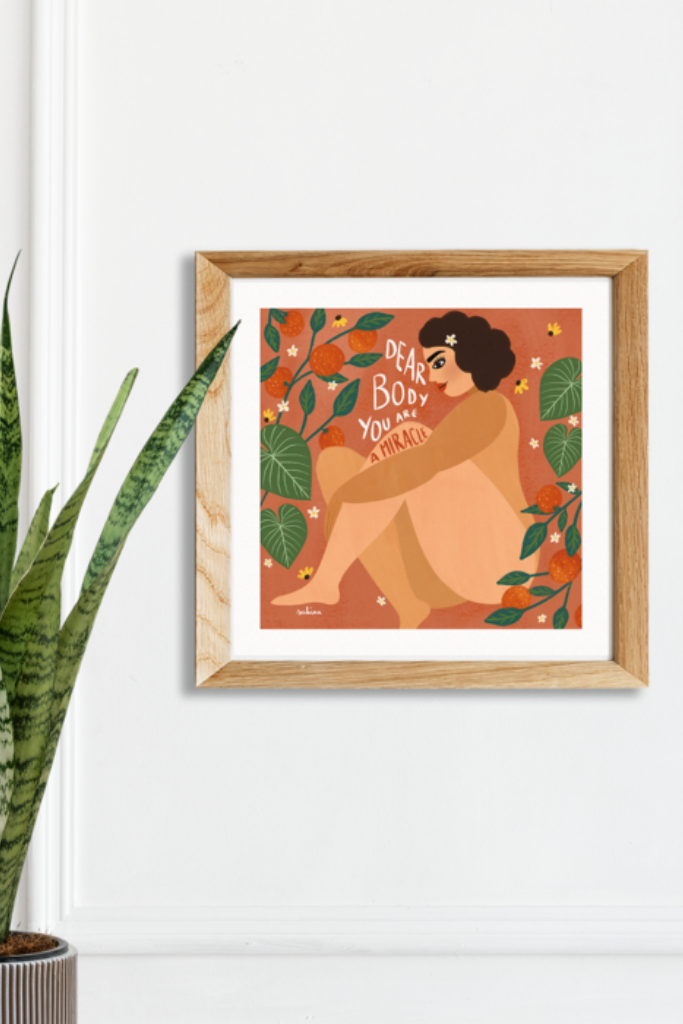 Sakina Saidi Wall Print | Dear Body You Are A Miracle | 30cm x 30cm