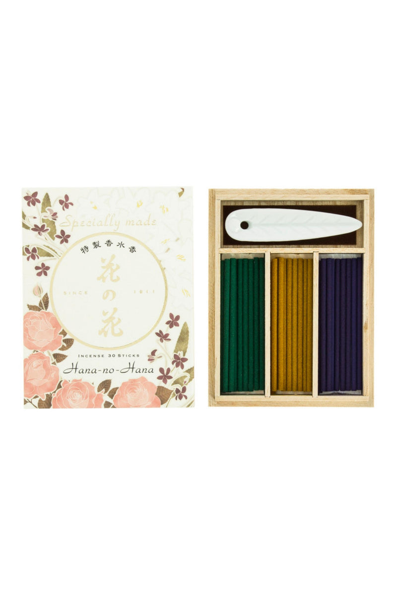 Hana No Hana | Japanese Incense | Premium Assorted Floral | 30 Sticks & Incense Holder