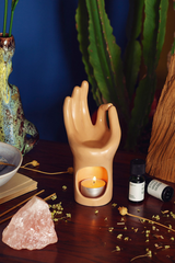 Om Meditation Hand Ceramic Essential Oil Burner | Home Decor, Relaxation Gift
