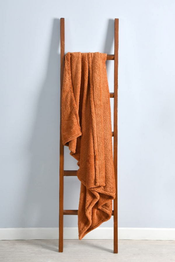 Teddy Fleece Blanket Throw | Burnt Orange
