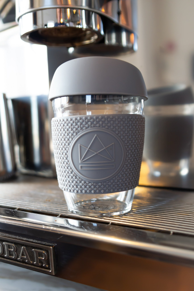 Grey Young Reusable Coffee Cup - Glass - The Studio (6603084365887)