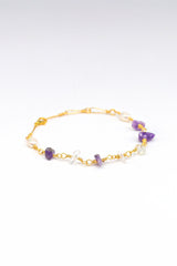 Amethyst, Opalite, Clear Quartz & Pearl Crystal Bracelet | Gold | The Boysenberry Bracelet| Your Piece Or Mine