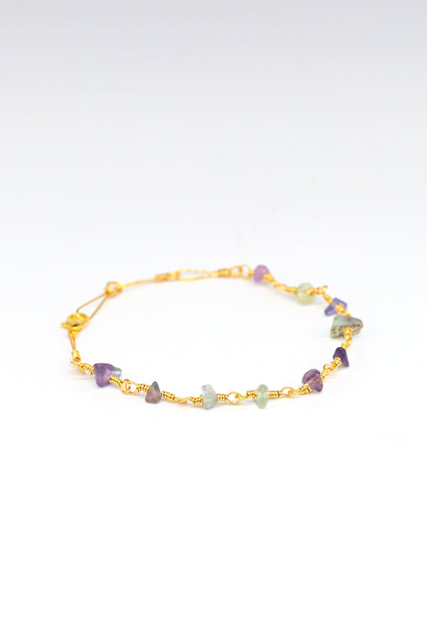 Fluorite Crystal Bracelet | Classic Gold | Chakra Stone Jewellery