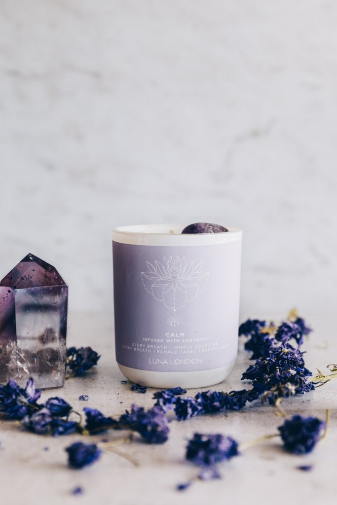 Luna London Luxury Candle | Calm | Amethyst Soothing Crystal