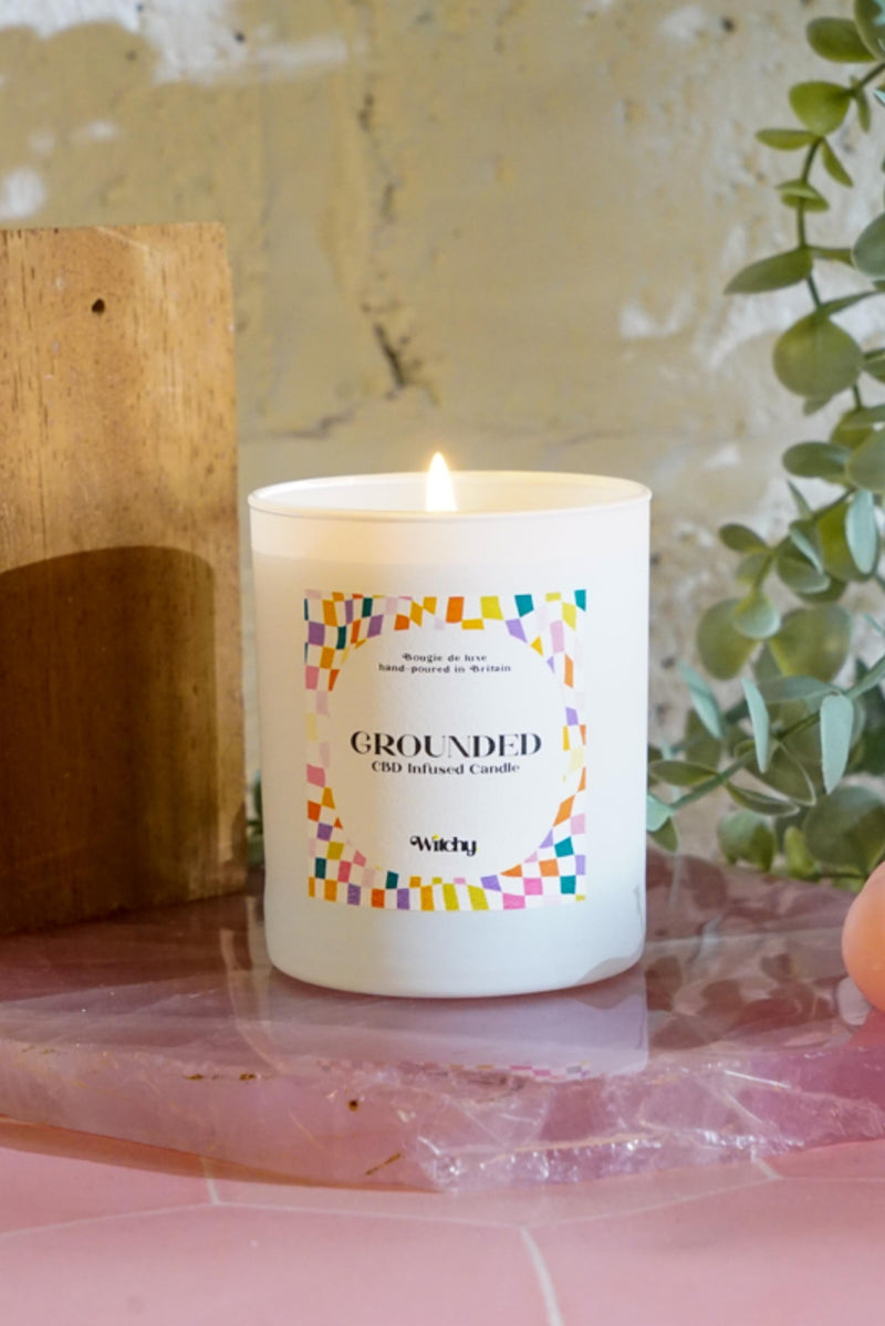 Crystal Inspired Scented Candle Specially Blended For Those Struggling To Stay Present And Grounded In Their Surroundings | Scent - Fresh Oregano, Dried Orange, Lemon| This vegan and cruelty free candle is a perfect present in gift-ready packing.