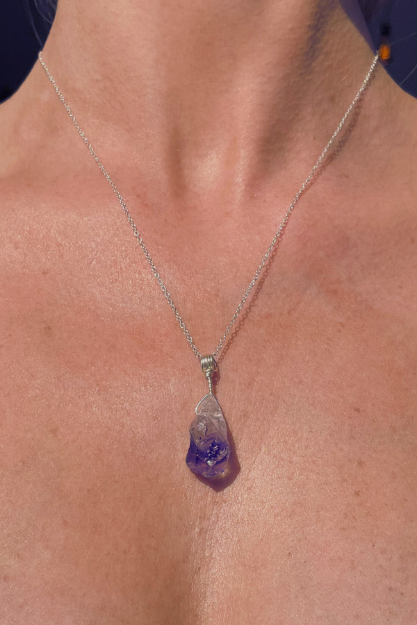 Amethyst Necklace | Silver Chain | Calming Chakra Jewellery| Your Piece Or Mine - LiveWell