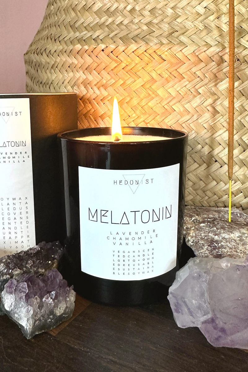 Melatonin |Lavender, Chamomile and Vanilla Scented Candle | Crystal inspired | Vegan Hand Poured Candle With 60 Hour Burn Time