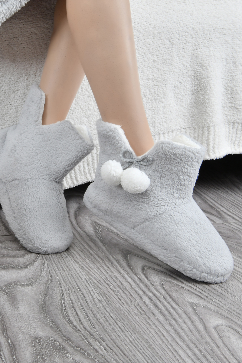 Teddy Fleece Boot Slippers | Grey | small/medium/large Womens