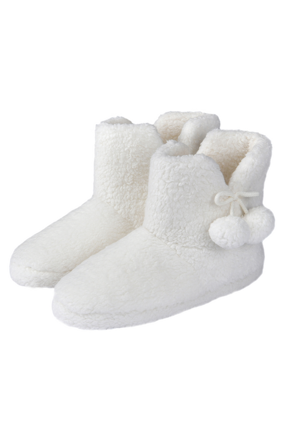 Teddy Fleece Boot Slippers | Cream
