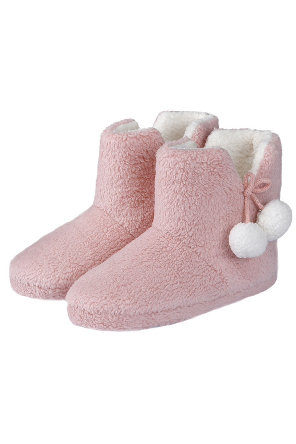 Teddy Fleece Boot Slippers | Blush