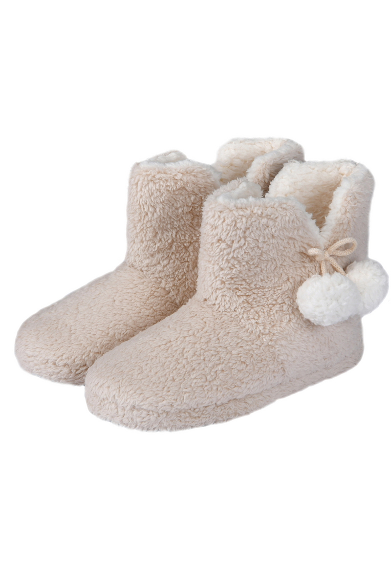 Teddy Fleece Boot Slippers | Natural
