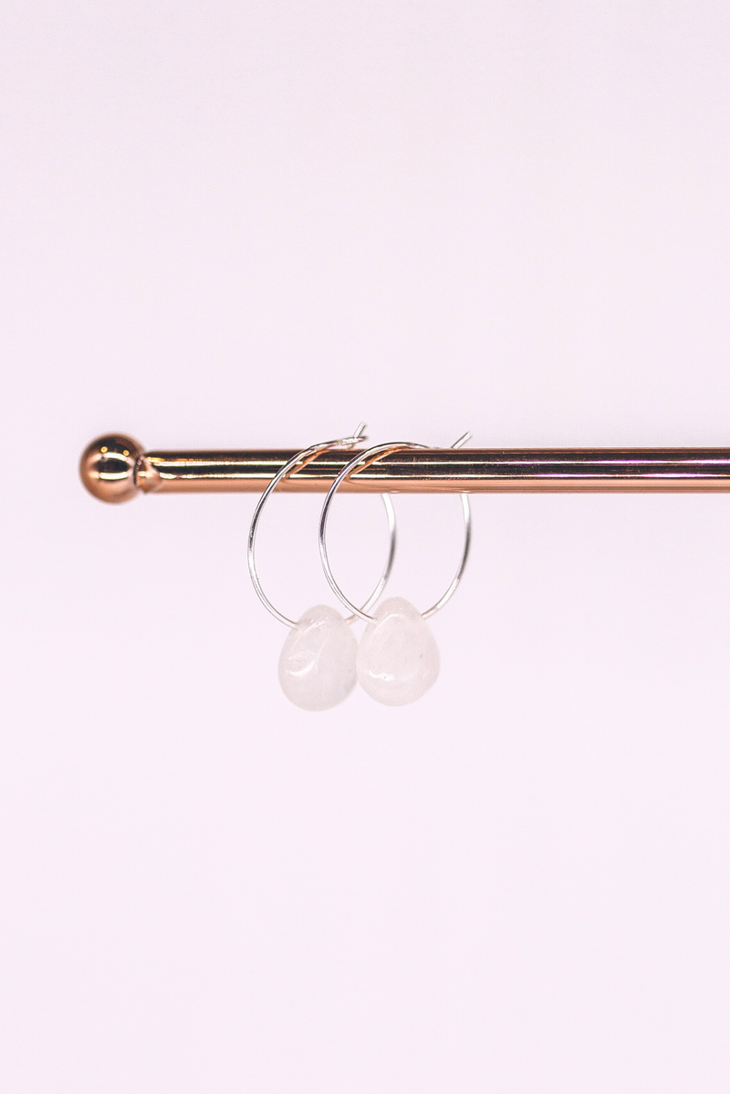Clear Quartz Hooped Earrings | Teardrop | Sterling Silver