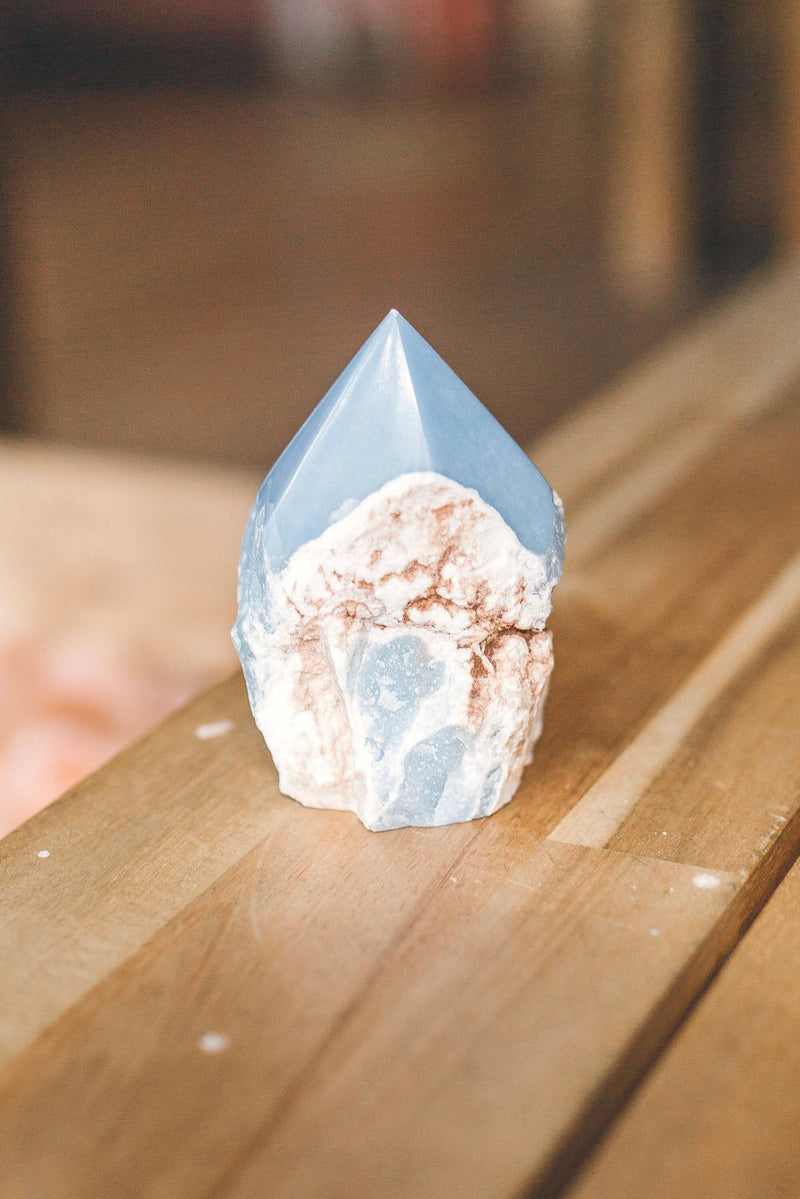 Angelite Point Crystal | Blue | Soothing Chakra Stone