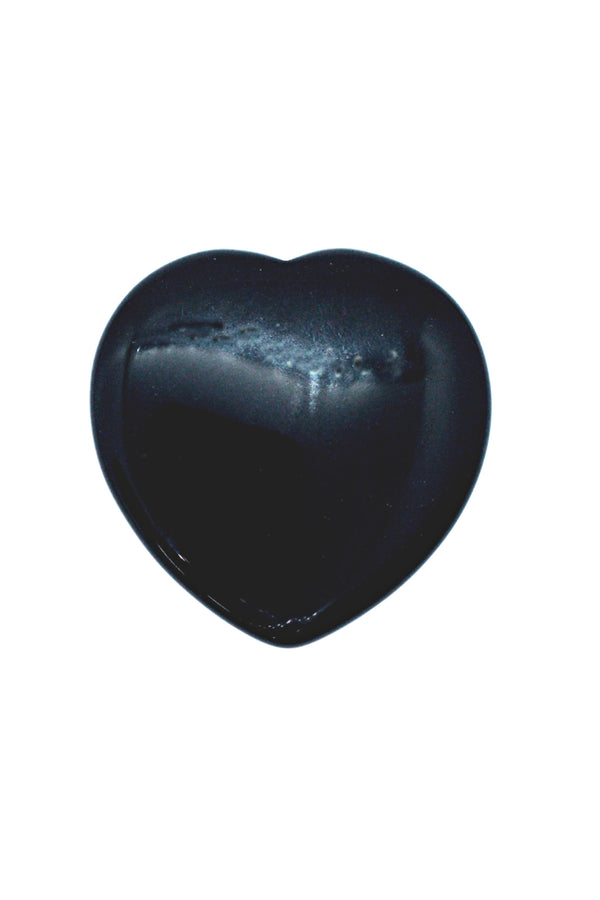Black Obsidian Crystal Heart Thumbstone | Energy Stone