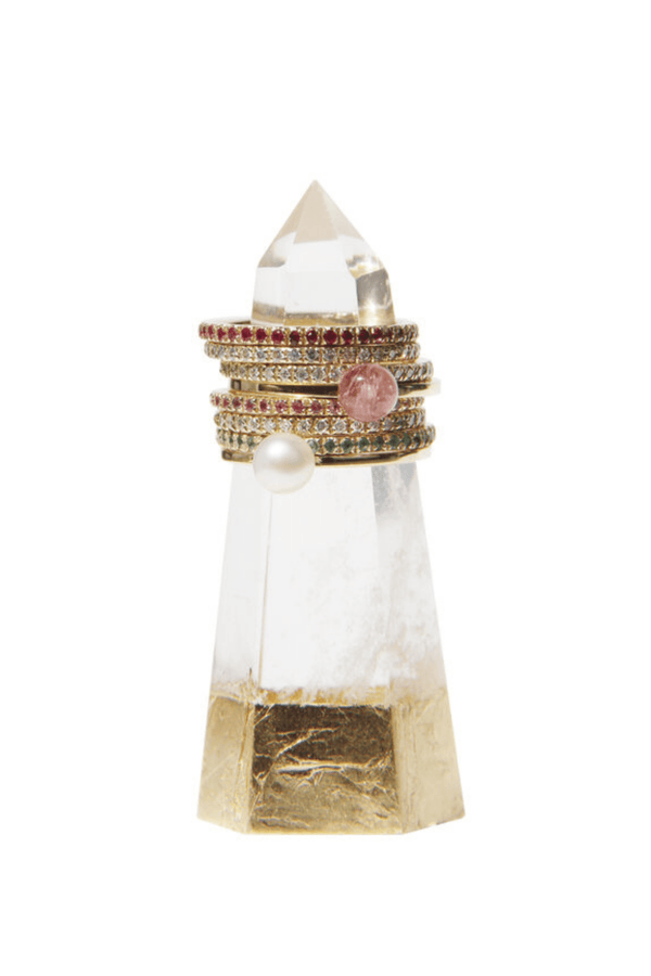 Clear Quartz Ring Holder | Gold Dipped | High Vibration Crystal - LiveWell