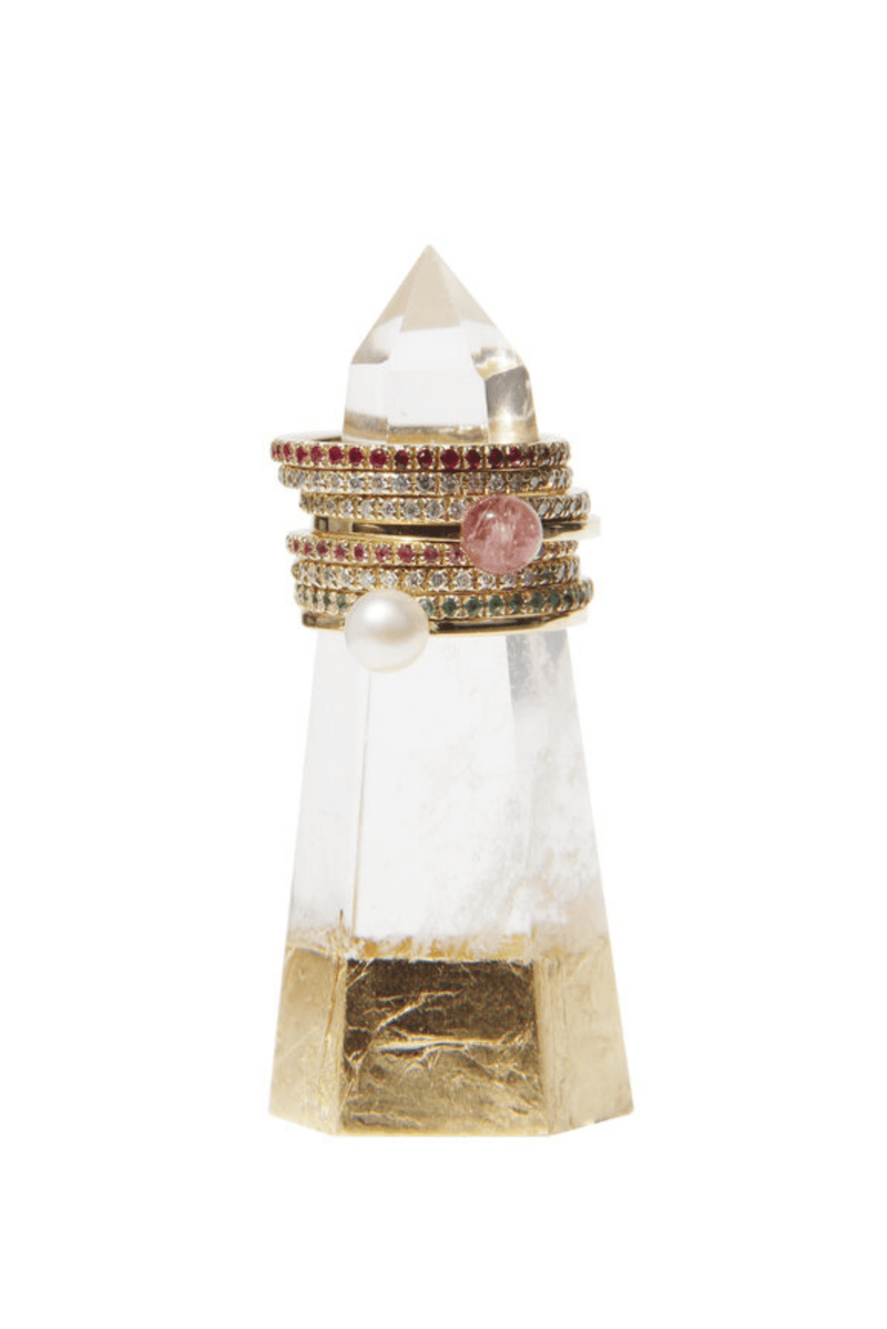 Clear Quartz Ring Holder | Gold Dipped | High Vibration Crystal