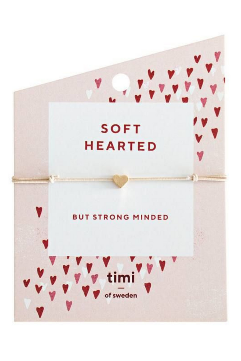 Timi of Sweden Adjustable Gold Heart Charm Bracelet | Soft Hearted | Beige