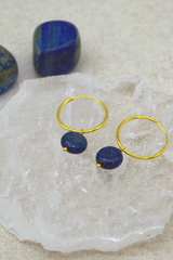 Lapis Lazuli Hooped Earrings | Gold Vermeil | Protective Crystal