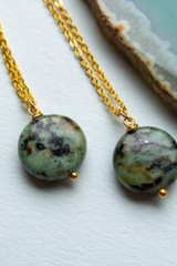 African Turquoise Necklace | Gold Chain | Energy Stone| Your Piece Or Mine